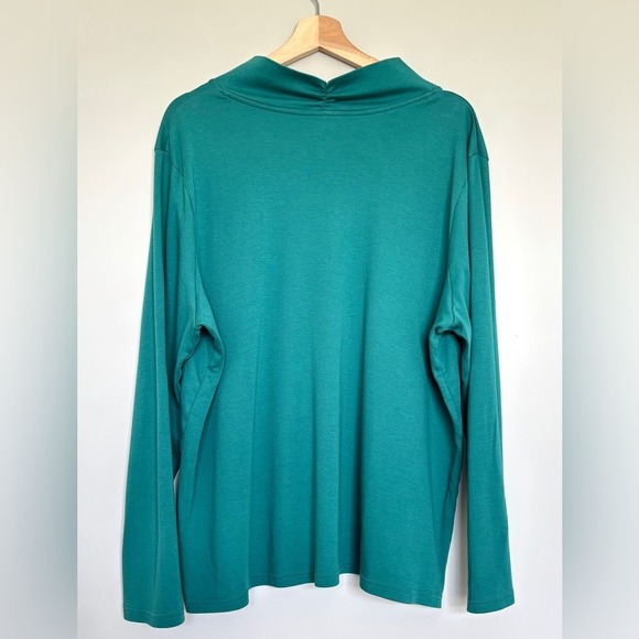 LL Bean Women's Size 3X Pima Cotton Tee Shawl Long Sleeve Teal Business Casual - Picture 6 of 11